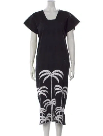 Pre-owned Pippa Holt Graphic Print Long Dress In Black