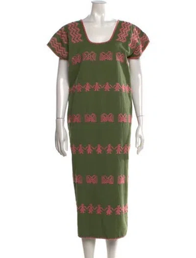 Pre-owned Pippa Holt Graphic Print Long Dress In Green