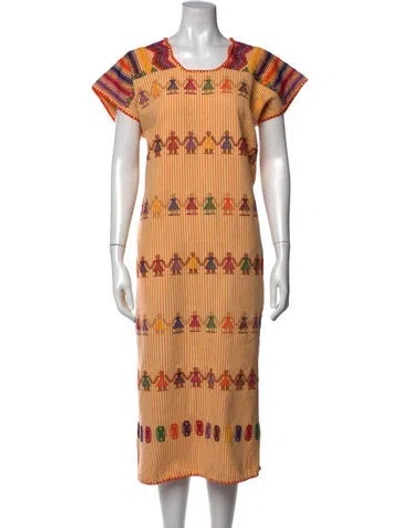 Pre-owned Pippa Holt Graphic Print Long Dress In Orange