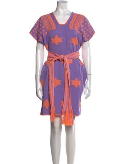Pre-owned Pippa Holt Graphic Print Mini Dress In Purple