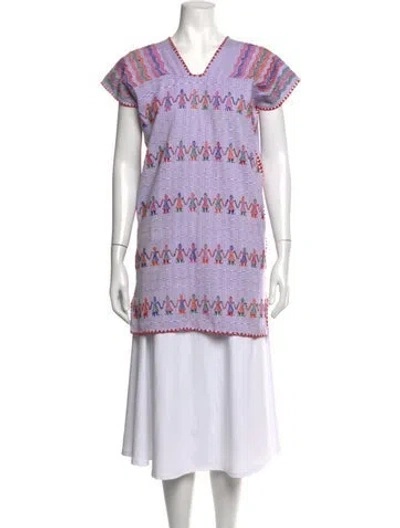 Pre-owned Pippa Holt Graphic Print V-neck Tunic In Purple