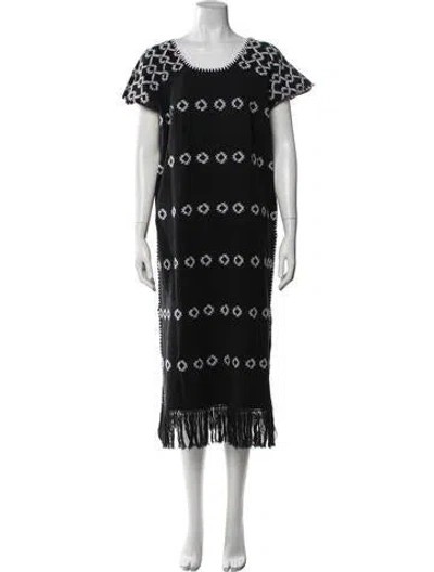 Pre-owned Pippa Holt Patterned Long Dress In Black