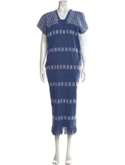 Pre-owned Pippa Holt Patterned Long Dress In Blue