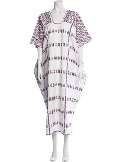 Pre-owned Pippa Holt Patterned Long Dress In White