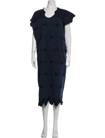 Pre-owned Pippa Holt Patterned Midi Length Dress In Blue