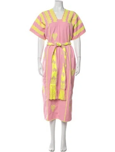 Pre-owned Pippa Holt Patterned Midi Length Dress In Pink