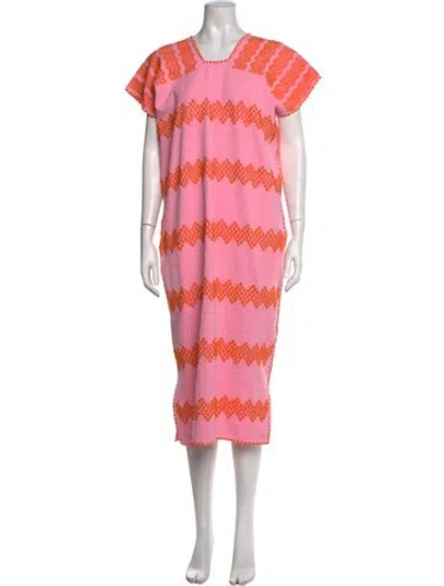 Pre-owned Pippa Holt Patterned Midi Length Dress In Pink