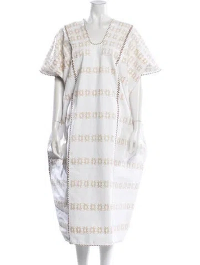 Pre-owned Pippa Holt Patterned Midi Length Dress In White