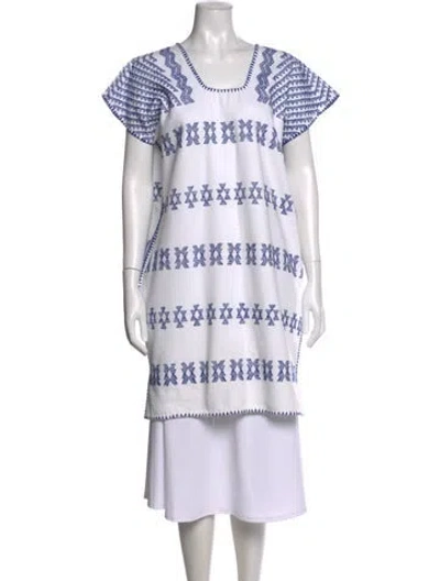 Pre-owned Pippa Holt Patterned Scoop Neck Tunic In White