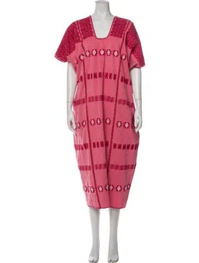 Pre-owned Pippa Holt Printed Embroidered Accent Robe In Pink