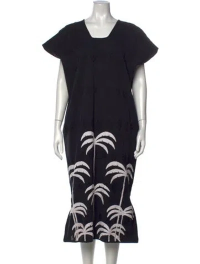 Pre-owned Pippa Holt Printed Long Dress In Black