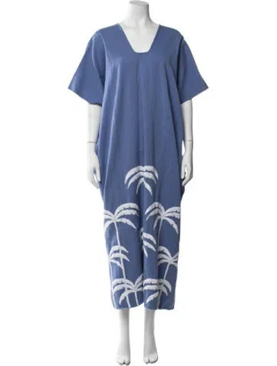 Pre-owned Pippa Holt Printed Long Dress In Blue