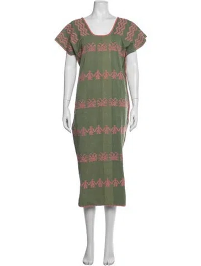 Pre-owned Pippa Holt Printed Long Dress In Green