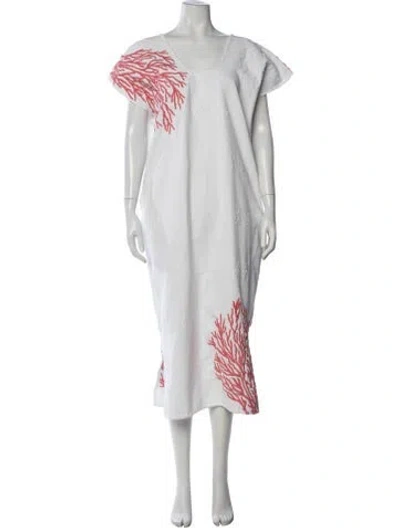 Pre-owned Pippa Holt Printed Long Dress In White