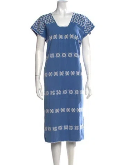 Pre-owned Pippa Holt Printed Midi Length Dress In Blue