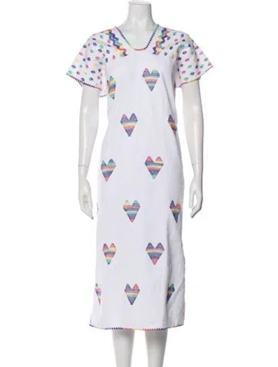 Pre-owned Pippa Holt Printed Midi Length Dress In Gray