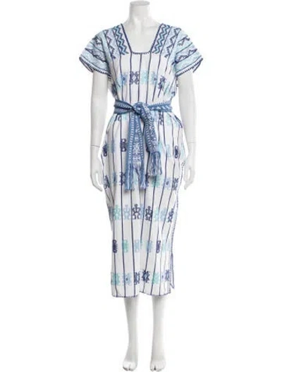 Pre-owned Pippa Holt Printed Midi Length Dress In White