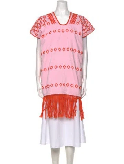Pre-owned Pippa Holt Printed V-neck Tunic W/ Tags In Pink