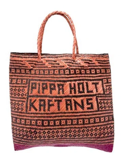 Pre-owned Pippa Holt Raffia Tote In Burgundy