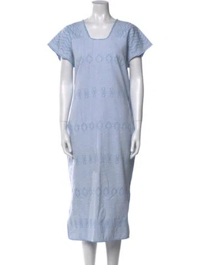 Pre-owned Pippa Holt Square Neckline Midi Length Dress In Blue