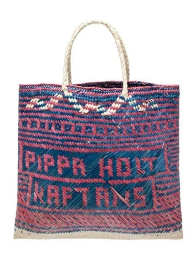 Pre-owned Pippa Holt Straw Top Handle Bag In Blue