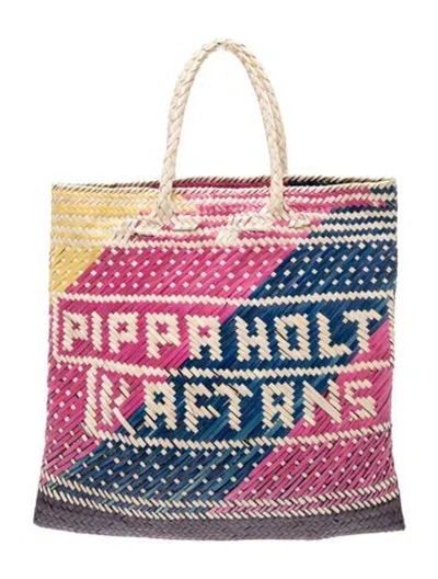 Pre-owned Pippa Holt Straw Top Handle Bag In Blue