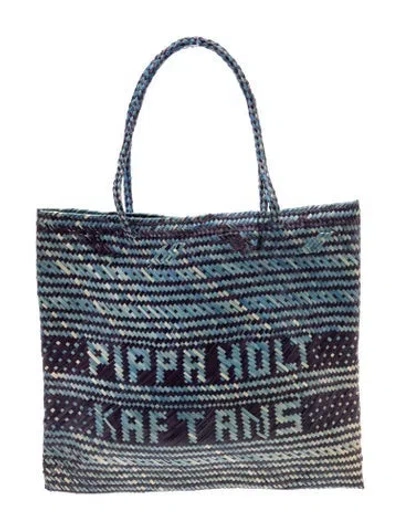 Pre-owned Pippa Holt Straw Tote In Blue