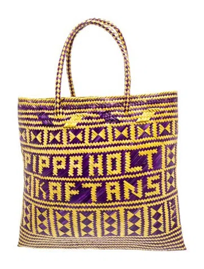 Pre-owned Pippa Holt Straw Tote In Purple