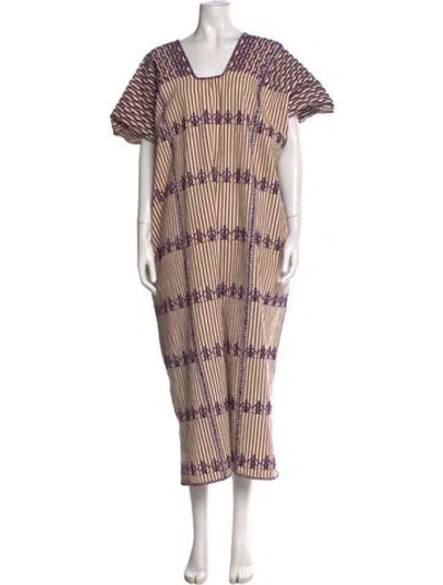 Pre-owned Pippa Holt Striped Long Dress In Brown