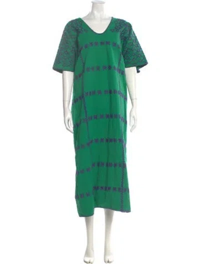 Pre-owned Pippa Holt Striped Long Dress In Green