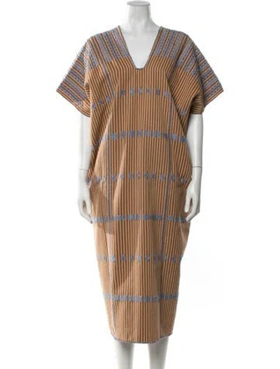 Pre-owned Pippa Holt Striped Long Dress In Neutrals