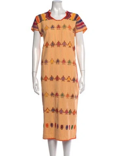 Pre-owned Pippa Holt Striped Long Dress In Orange