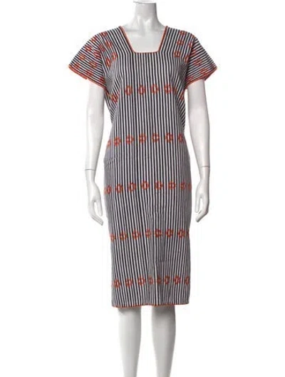 Pre-owned Pippa Holt Striped Midi Length Dress In Black