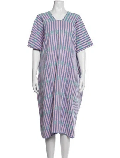 Pre-owned Pippa Holt Striped Midi Length Dress In Blue/green/pink