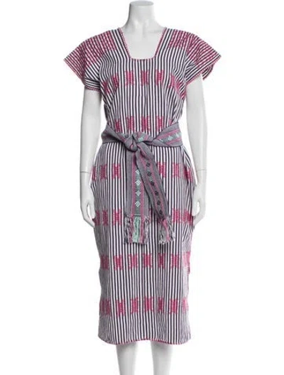 Pre-owned Pippa Holt Striped Midi Length Dress In Multi