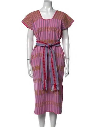 Pre-owned Pippa Holt Striped Midi Length Dress In Multicolor