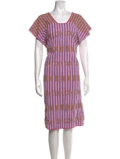 Pre-owned Pippa Holt Striped Midi Length Dress In Pink