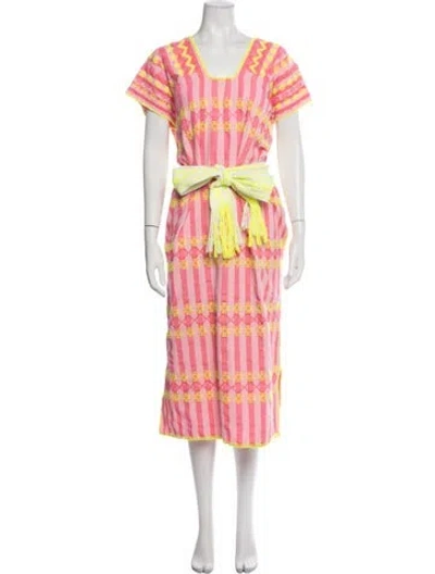 Pre-owned Pippa Holt Striped Midi Length Dress In Pink
