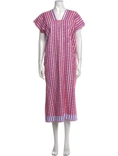 Pre-owned Pippa Holt Striped Midi Length Dress In Pink