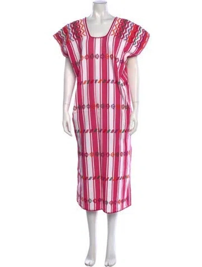 Pre-owned Pippa Holt Striped Midi Length Dress In Pink