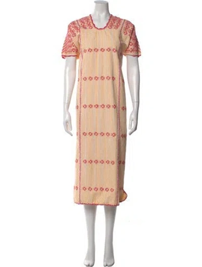 Pre-owned Pippa Holt Striped Midi Length Dress In Yellow