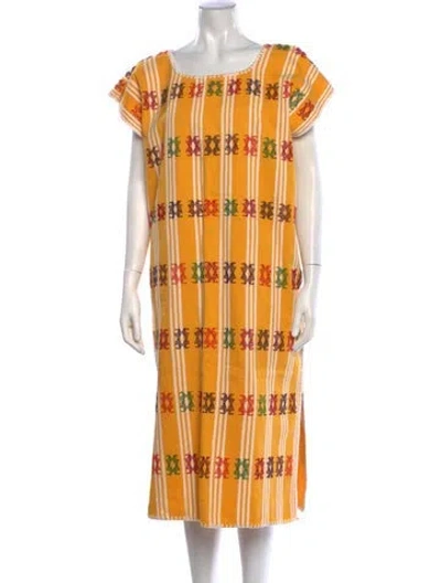 Pre-owned Pippa Holt Striped Midi Length Dress In Yellow