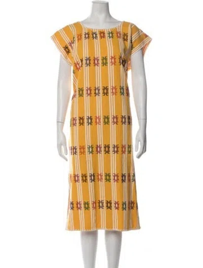 Pre-owned Pippa Holt Striped Midi Length Dress In Yellow