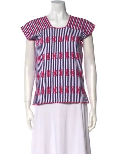 Pre-owned Pippa Holt Striped Square Neckline Top In Multi