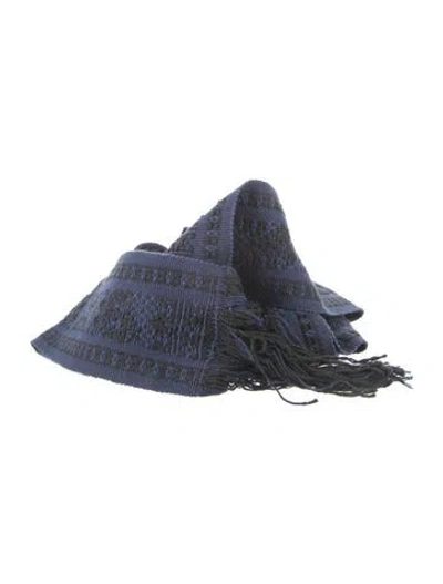 Pre-owned Pippa Holt Wide Fringe Trim Accent Waist Belt In Black/blue