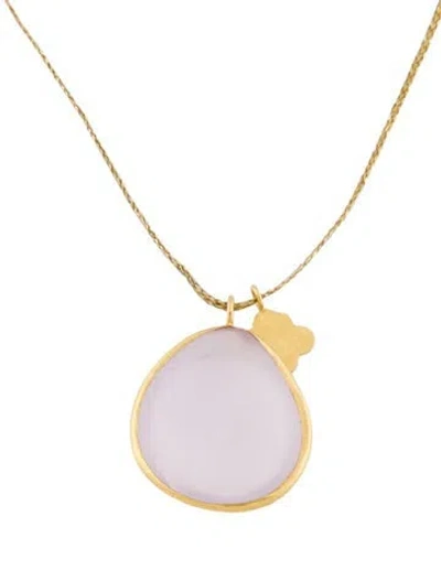 Pre-owned Pippa Small 18k Amethyst & Flower Amulet Pendant Necklace, 21" In Multi