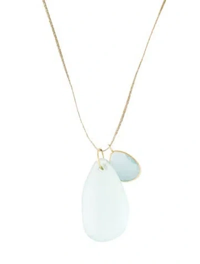 Pre-owned Pippa Small 18k Aquamarine Cord Double Pendant Necklace, 18.5" In Multi