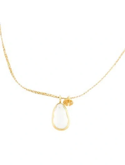 Pre-owned Pippa Small 18k Cord & Aquamarine Single Collet Pendant, 17.75" In Gold
