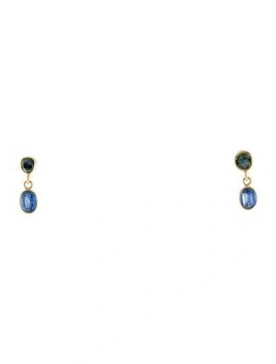 Pre-owned Pippa Small 18k Kyanite & Diamond Indigo Drop Stud Earrings In Multi