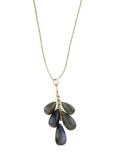 Pre-owned Pippa Small 18k Labradorite Drop-bead Pendant Necklace, 32" In Multi